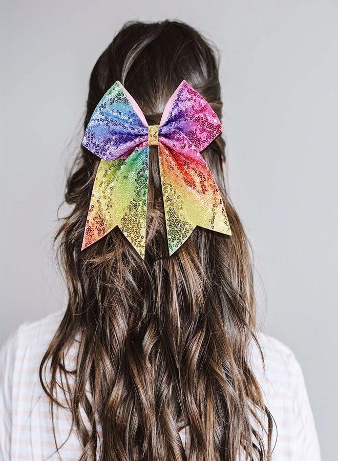 Dizila 12 Pieces Colorful Sparkly Sequin Big Bow Hair Ties Elastics Rubber Bands Ponytail Holders Hair Scrunchies Ropes Accessories for Women Girls Teens Kids - Image 4